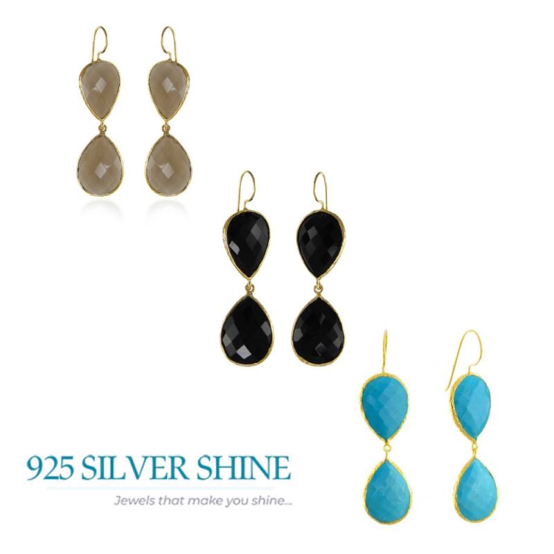 925 Sterling Silver Earrings In Natural Turquoise Gemstone 925SE1992_2