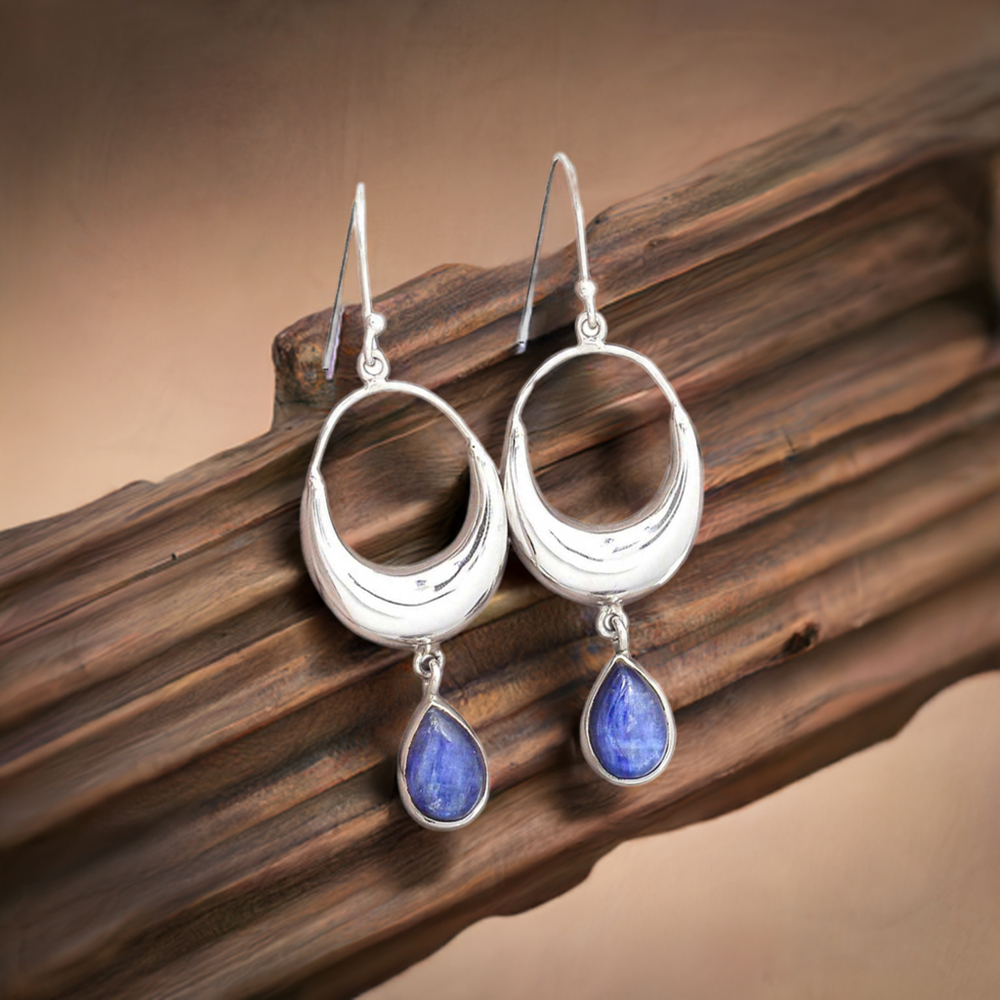 925 Sterling Silver Earrings In Semi Precious Kyanite Gemstone 925SE2015