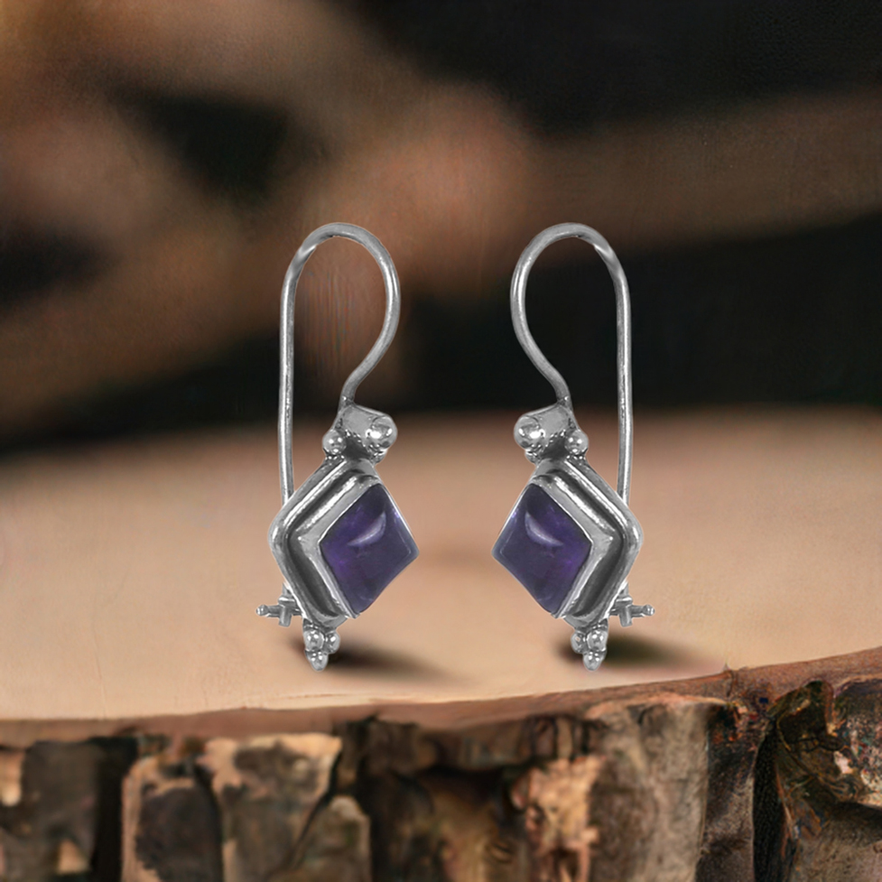 Amethyst Gemstone Earrings In 925 Silver Jewelry 925SE212_0