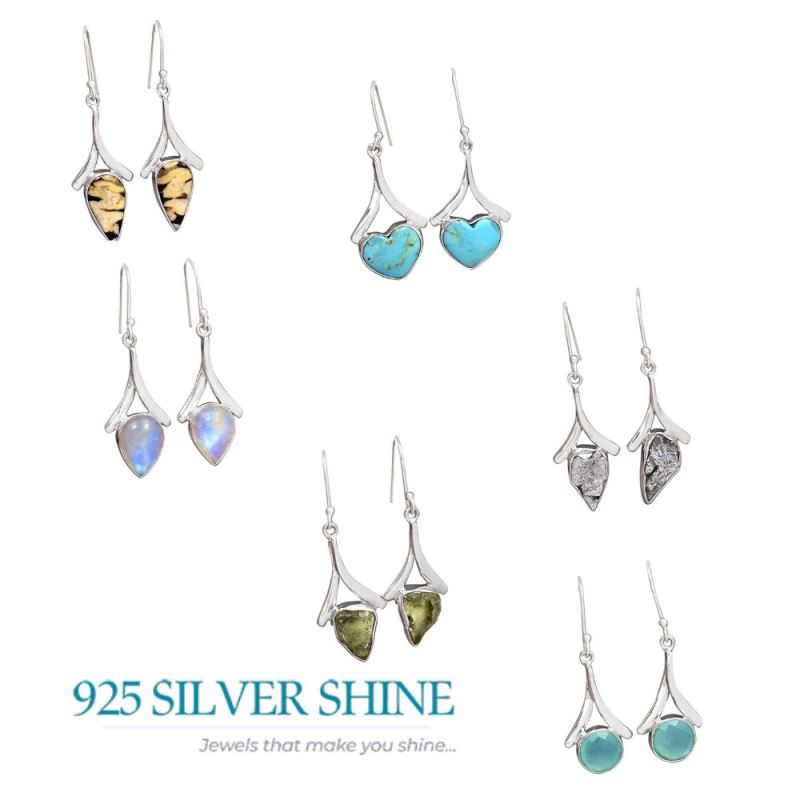 925 Sterling Silver Earrings In Pyrite Gemstone Jewelry 925SE2161_3