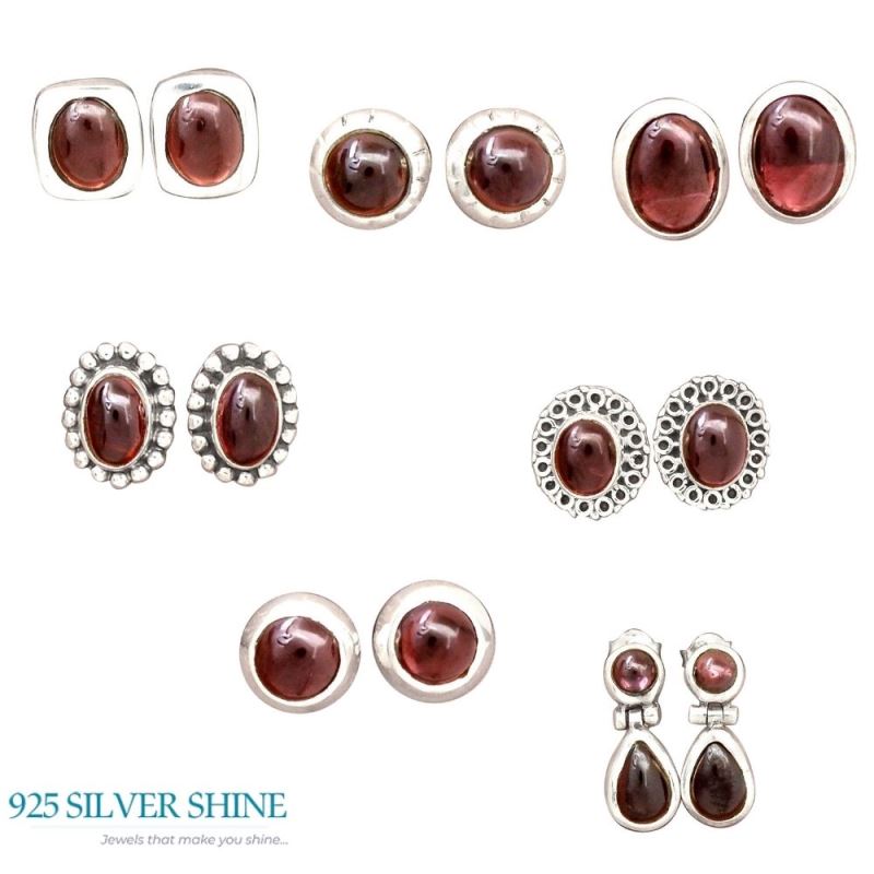 Semi Precious Garnet Gemstone Earrings In 925 Sterling Silver Jewelry 925SE2215_3