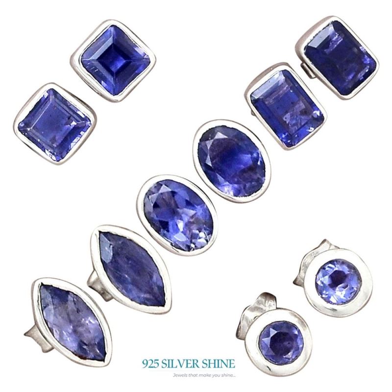 925 Sterling Silver Earrings In Iolite Gemstone Jewelry 925SE2217_10