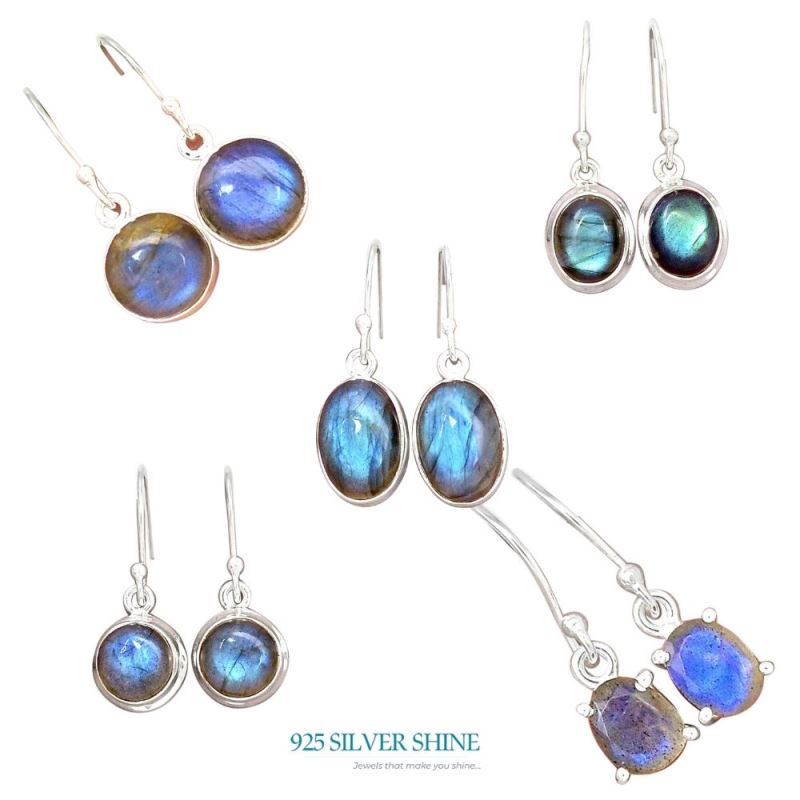 925 Sterling Silver Handmade Earrings In Labradorite Gemstone Jewelry 925SE2244_2