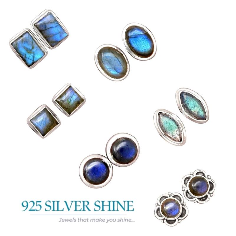 925 Sterling Silver Handmade Earrings In Labradorite Gemstone Jewelry 925SE2249_3