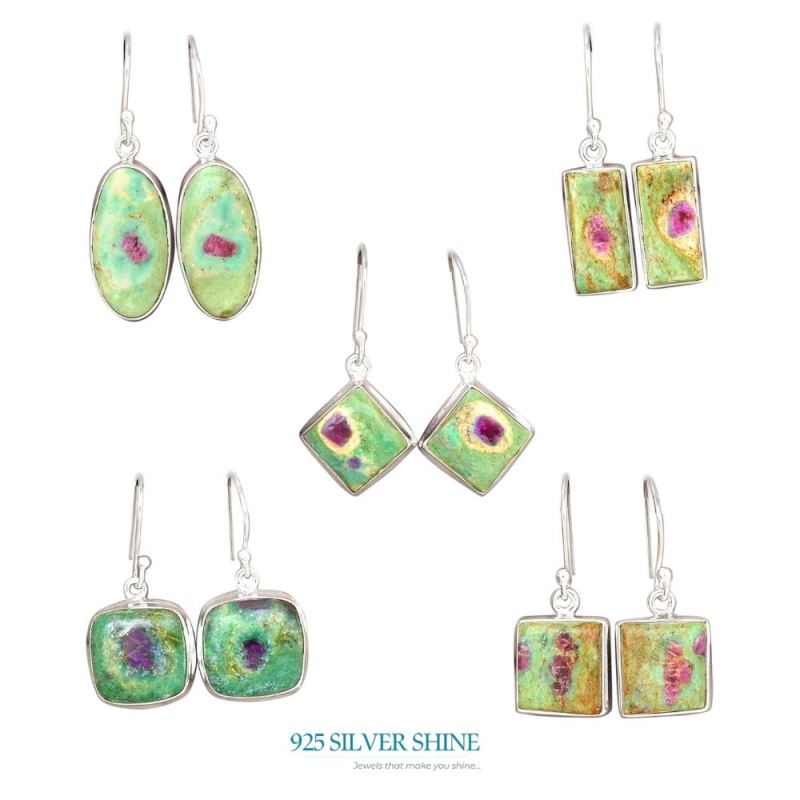 925 Sterling Silver Handmade Earrings In Ruby Zoisite Gemstone Jewelry 925SE2400_7