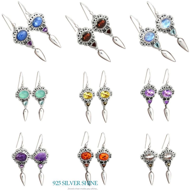 Genuine Multi Gemstone Earrings In 925 Sterling Silver Jewelry 925SE2444_3
