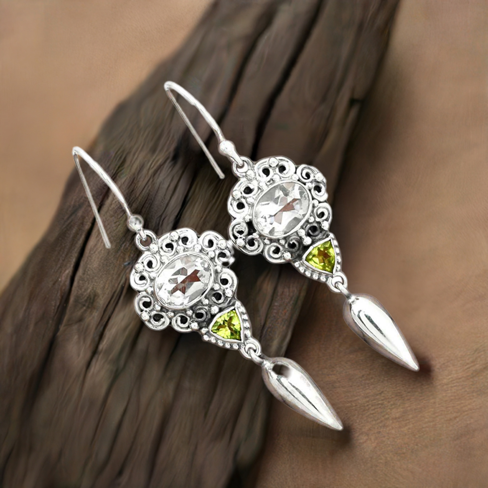 Semi Precious Multi Gemstone Earrings In 925 Sterling Silver Jewelry 925SE2452
