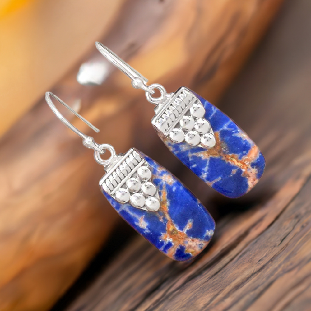925 Sterling Silver Earrings In Sodalite Gemstone Jewelry 925SE2464