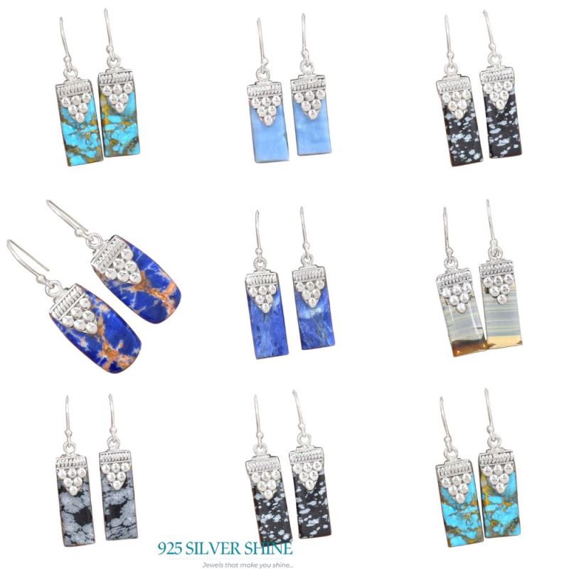 925 Sterling Silver Earrings In Sodalite Gemstone Jewelry 925SE2464_3