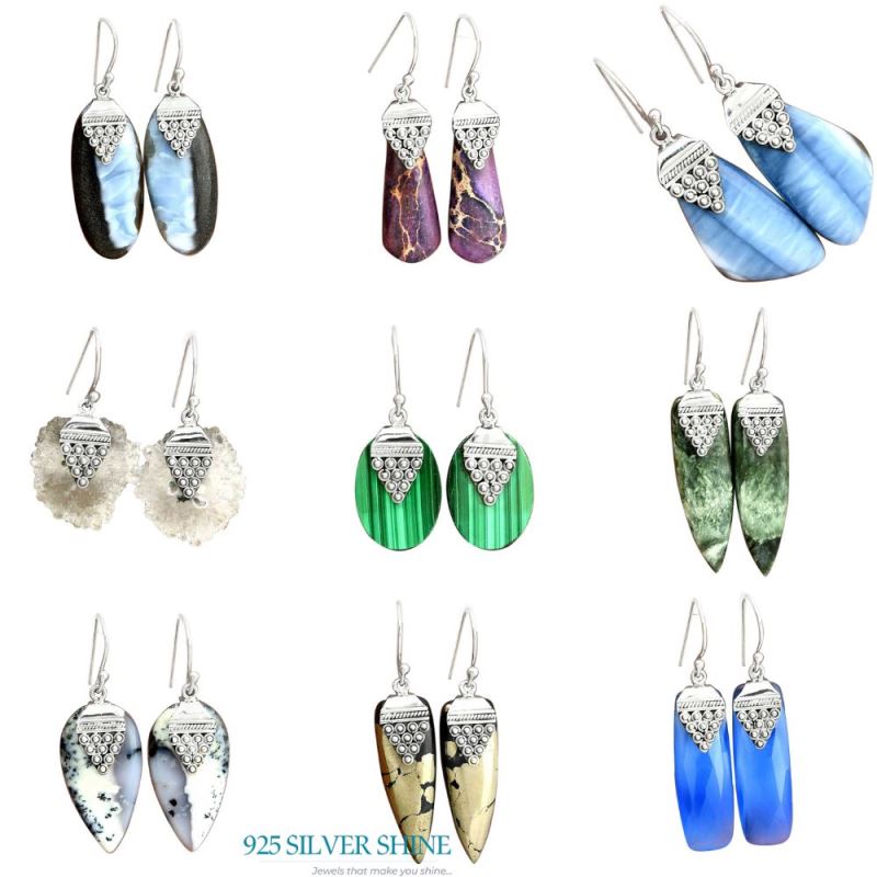 925 Sterling Silver Handmade Earrings In Cacoxenite Gemstone Jewelry 925SE2470_3