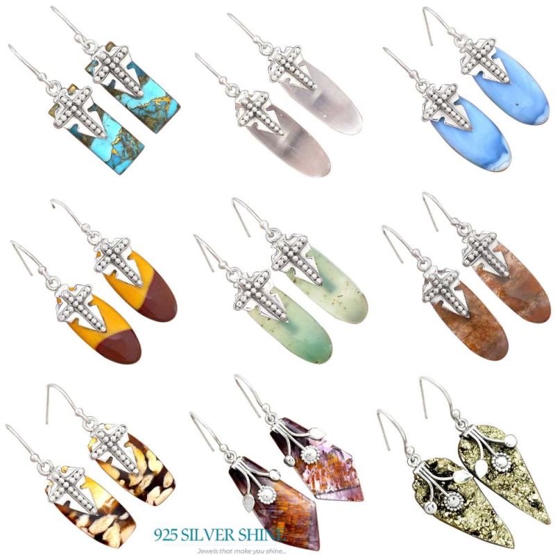 Genuine Aventurine Gemstone Earrings In 925 Sterling Silver Jewelry 925SE2611_3