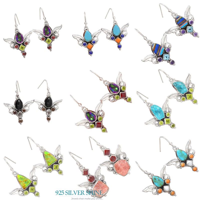 925 Sterling Silver Handmade Earrings In Multi Gemstone Jewelry 925SE2627_2