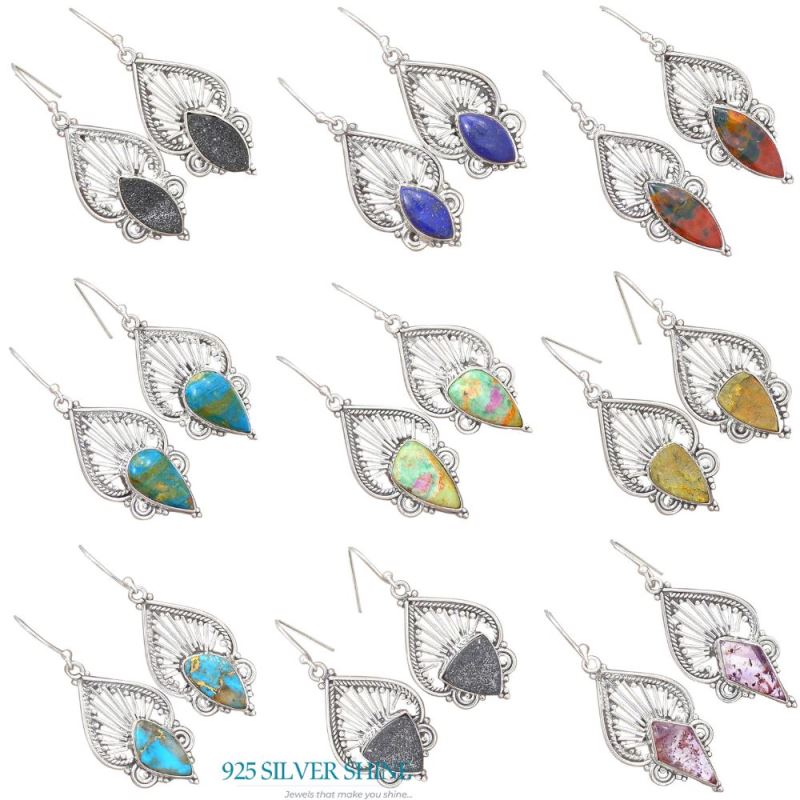 925 Sterling Silver Earrings In Genuine Cacoxenite Gemstone 925SE2645_3