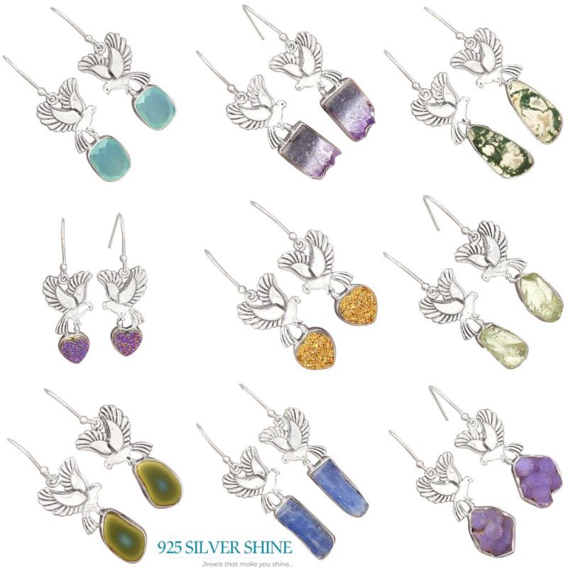 925 Sterling Silver Earrings In Semi Precious Druzy Gemstone 925SE2672_3