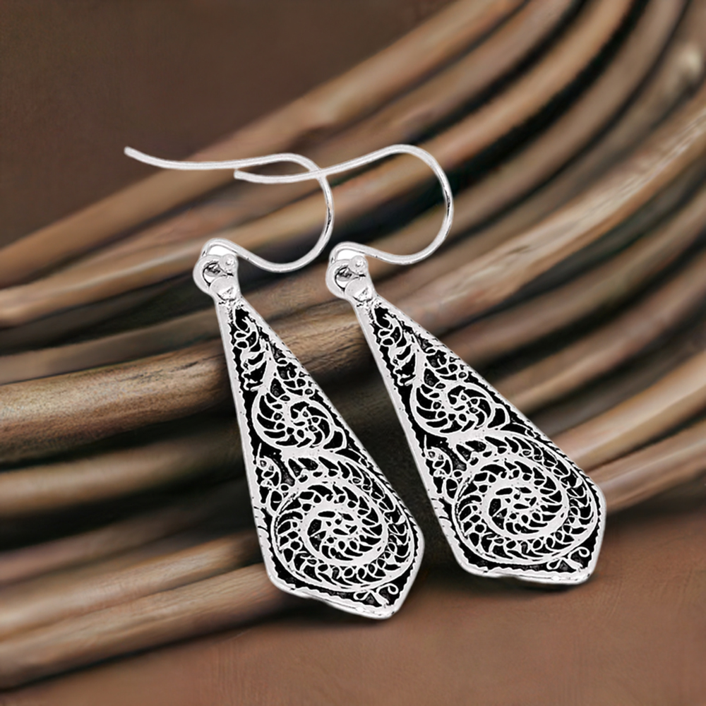 925 Sterling Silver Earrings In Silver Oxidized Jewelry 925SE2861