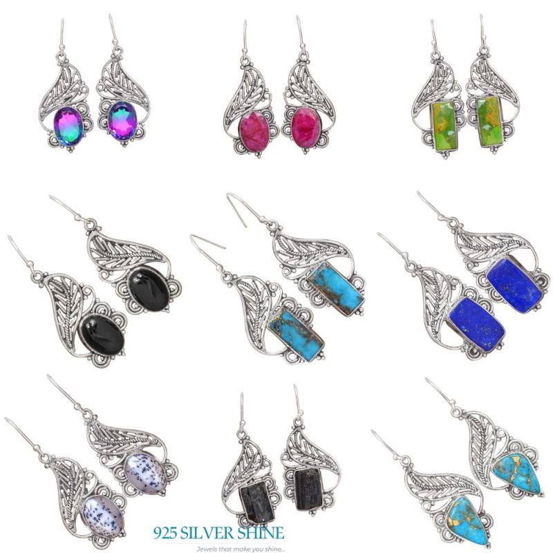 925 Sterling Silver Handmade Earrings In Aventurine Gemstone Jewelry 925SE2938_3