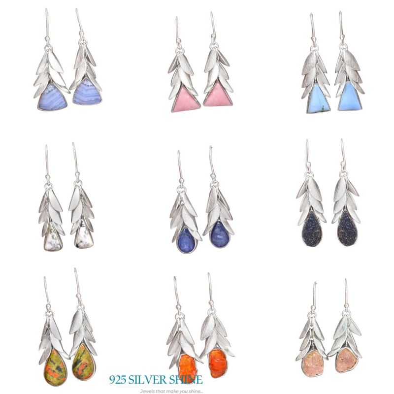 925 Sterling Silver Handmade Earrings In Sodalite Gemstone Jewelry 925SE3013_3