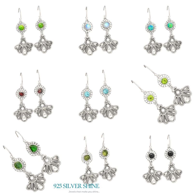 925 Sterling Silver Earrings In Larimar Gemstone Jewelry 925SE3090_2