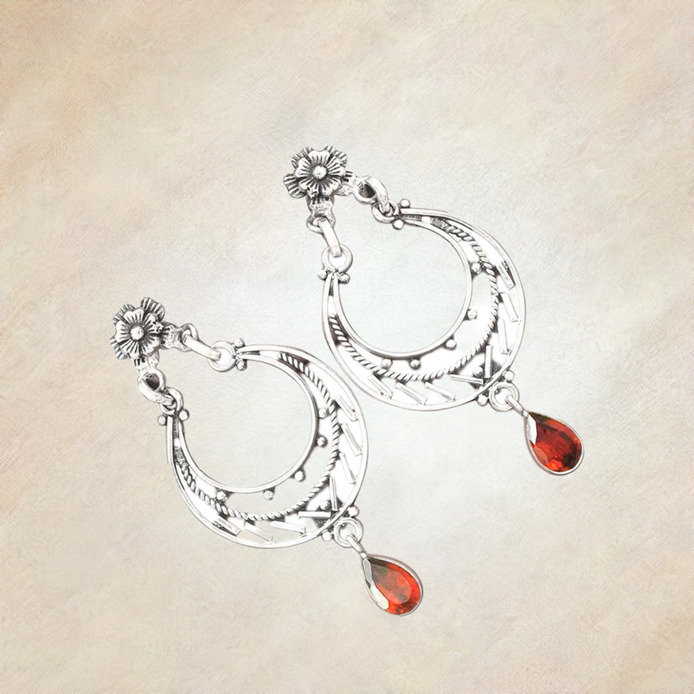 925 Sterling Silver Earrings In Garnet Gemstone Jewelry 925SE3109