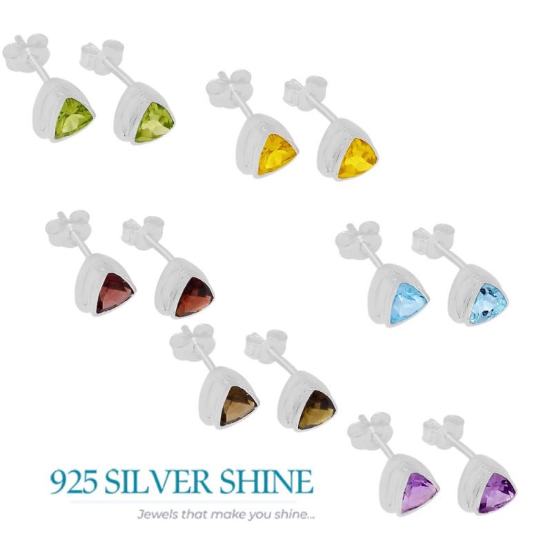 925 Sterling Silver Earrings In Semi Precious Blue Topaz Gemstone 925SE321_1