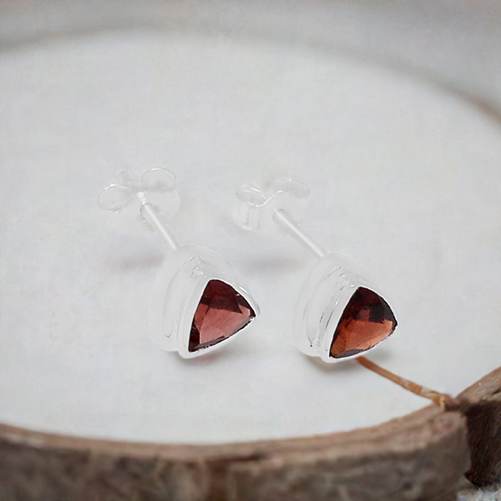 925 Sterling Silver Earrings In Natural Garnet Gemstone 925SE323