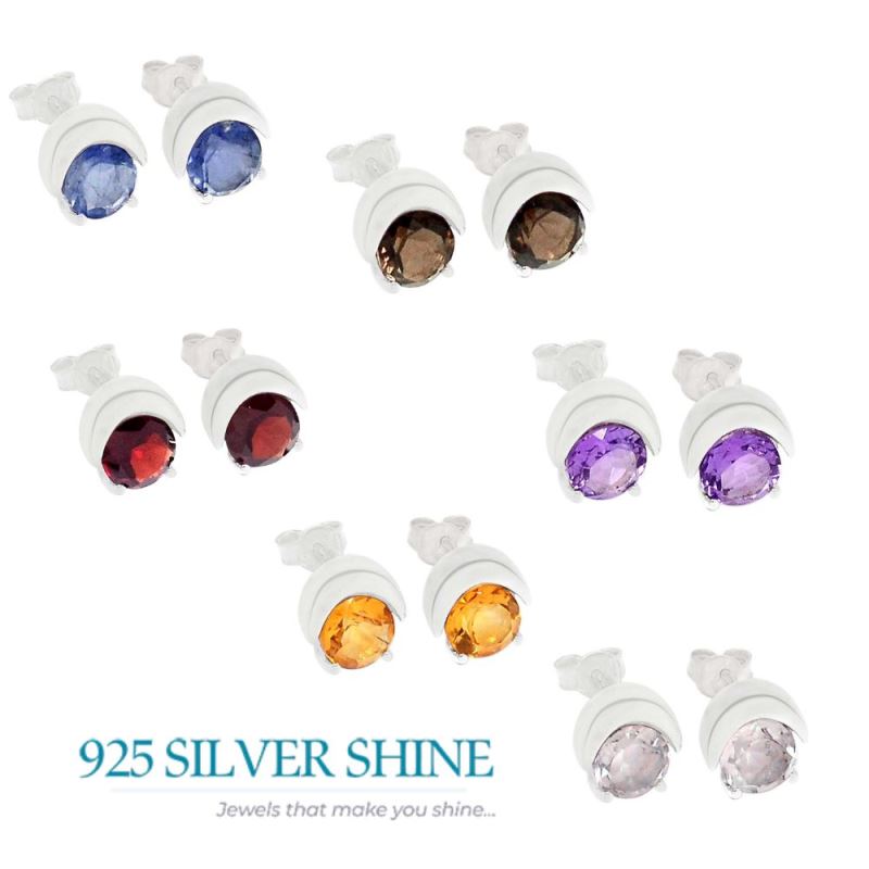 925 Sterling Silver Earrings In Natural Iolite Gemstone 925SE329_1