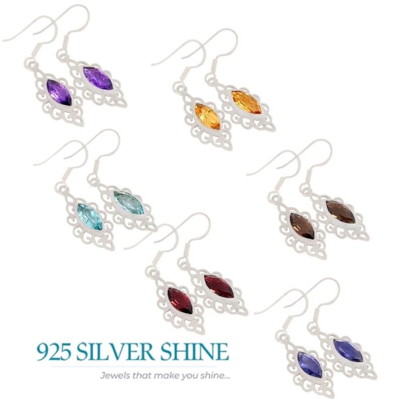 Semi Precious Citrine Gemstone Earrings In 925 Sterling Silver Jewelry 925SE342_1