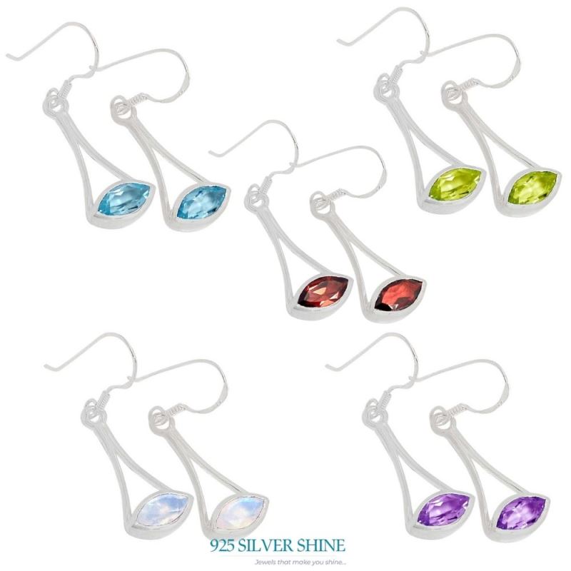 925 Sterling Silver Handmade Earrings In Garnet Gemstone Jewelry 925SE348_1
