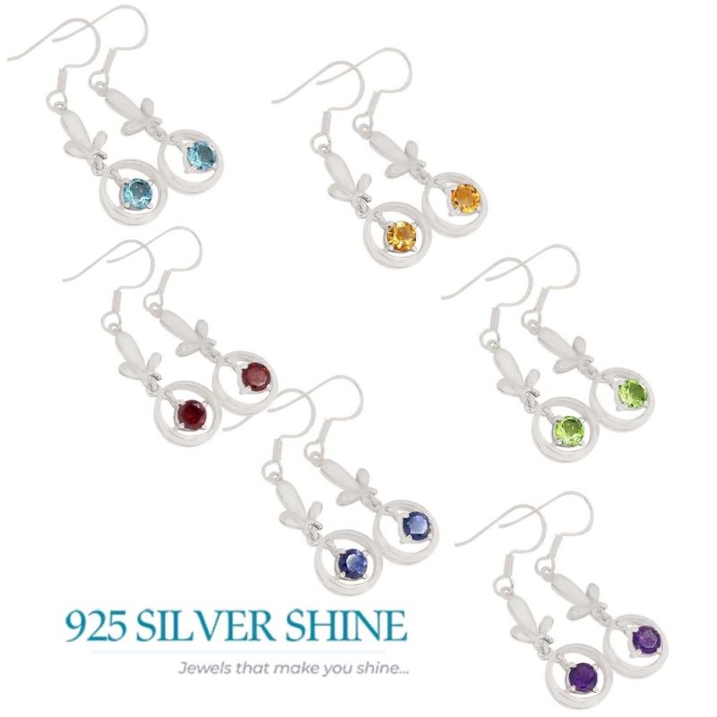 925 Sterling Silver Handmade Earrings In Amethyst Gemstone Jewelry 925SE351_1