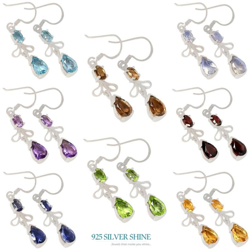 925 Sterling Silver Handmade Earrings In Amethyst Gemstone Jewelry 925SE370_0
