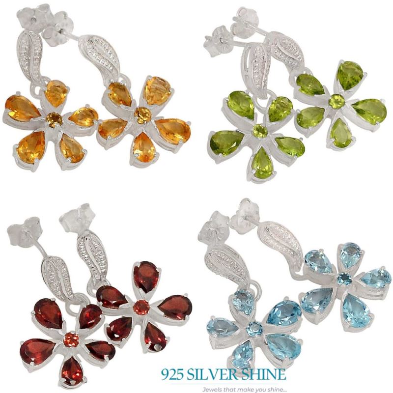 Natural Blue Topaz Gemstone Earrings In Solid 925 Silver 925SE390_1