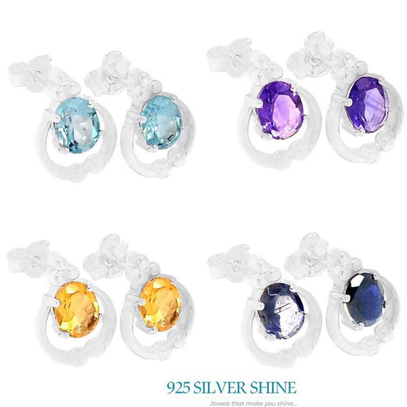 Natural Amethyst Gemstone Earrings In 925 Sterling Silver Jewelry 925SE414_0