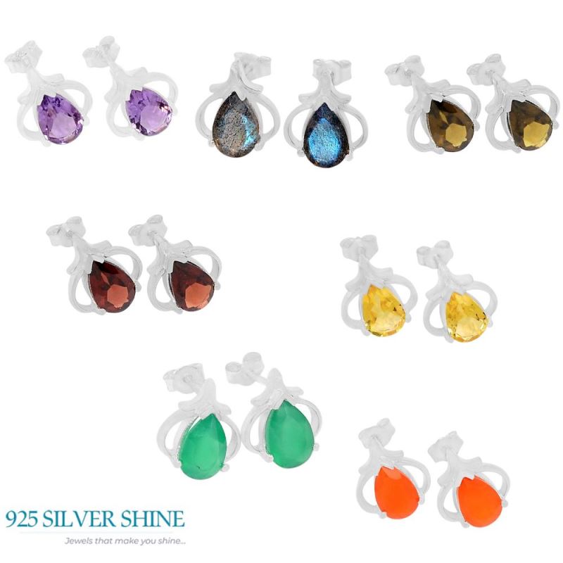 925 Sterling Silver Earrings In Carnelian Gemstone Jewelry 925SE423_1