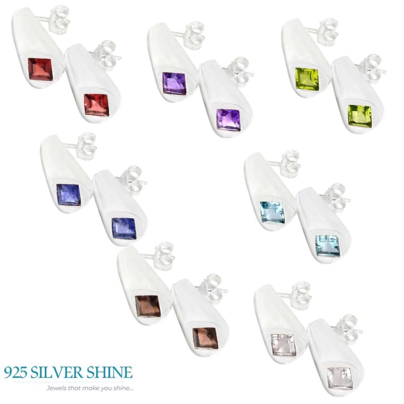 925 Sterling Silver Earrings In Crystal Gemstone Jewelry 925SE445_0