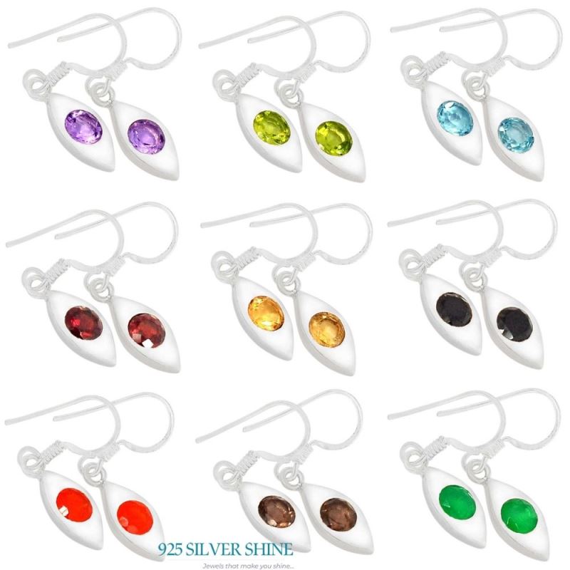Solid 925 Silver Earrings In Natural Carnelian Gemstone 925SE460_0