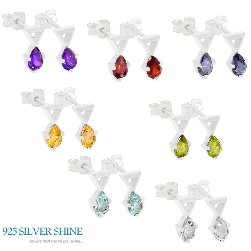 Genuine Crystal Gemstone Earrings In Solid 925 Silver 925SE471_1
