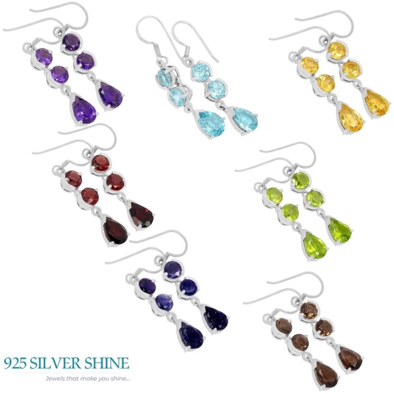 925 Sterling Silver Earrings In Genuine Peridot Gemstone 925SE477_1