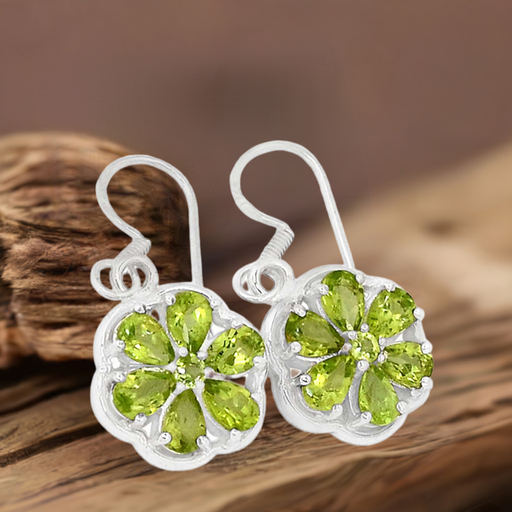 Natural Multi Gemstone Earrings In 925 Sterling Silver Jewelry 925SE493