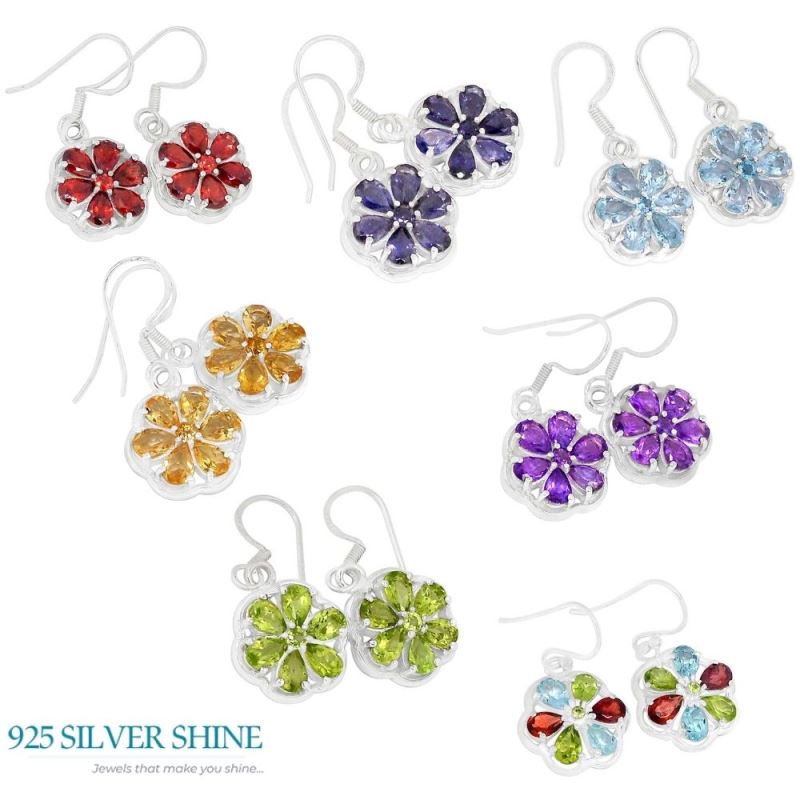 Natural Multi Gemstone Earrings In 925 Sterling Silver Jewelry 925SE493_1