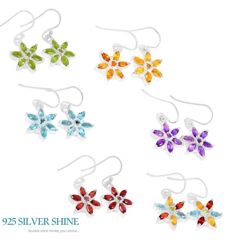 Natural Multi Gemstone Earrings In 925 Sterling Silver Jewelry 925SE499_0