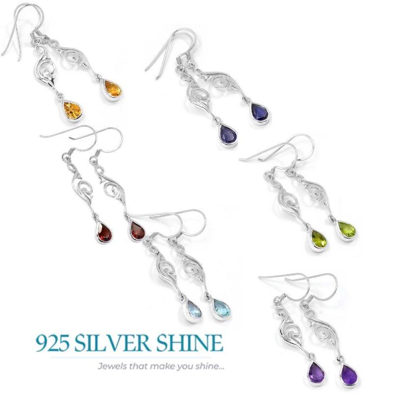 925 Sterling Silver Earrings In Iolite Gemstone Jewelry 925SE524_1