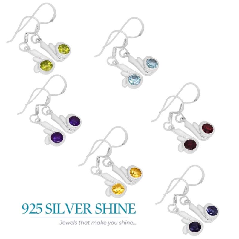 925 Sterling Silver Earrings In Natural Citrine Gemstone 925SE566_1