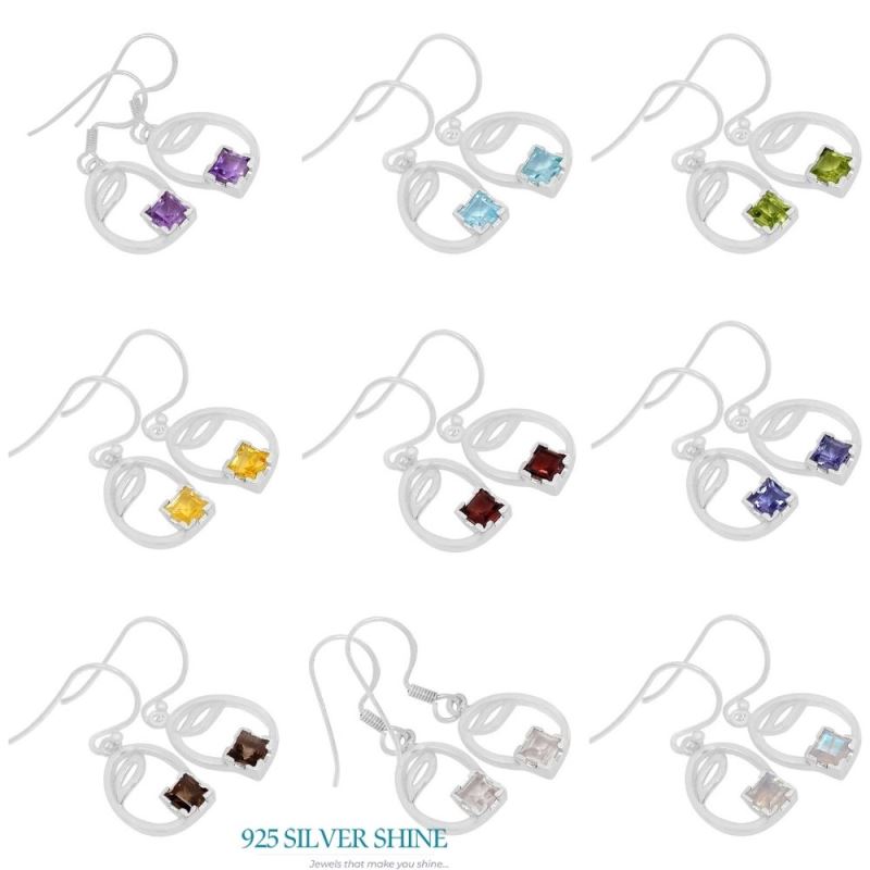 925 Sterling Silver Handmade Earrings In Garnet Gemstone Jewelry 925SE584_1