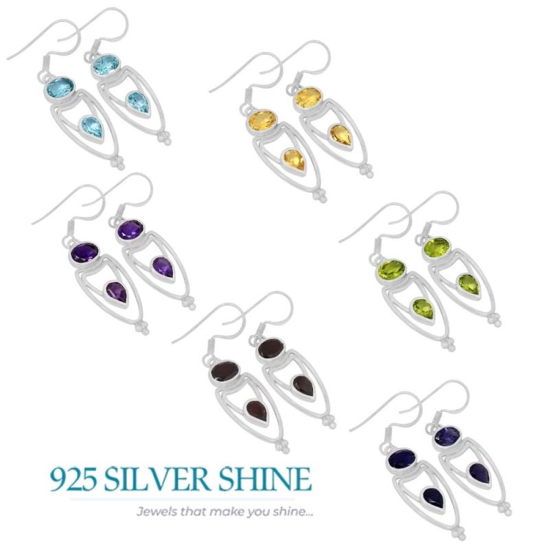 925 Sterling Silver Handmade Earrings In Peridot Gemstone Jewelry 925SE595_1