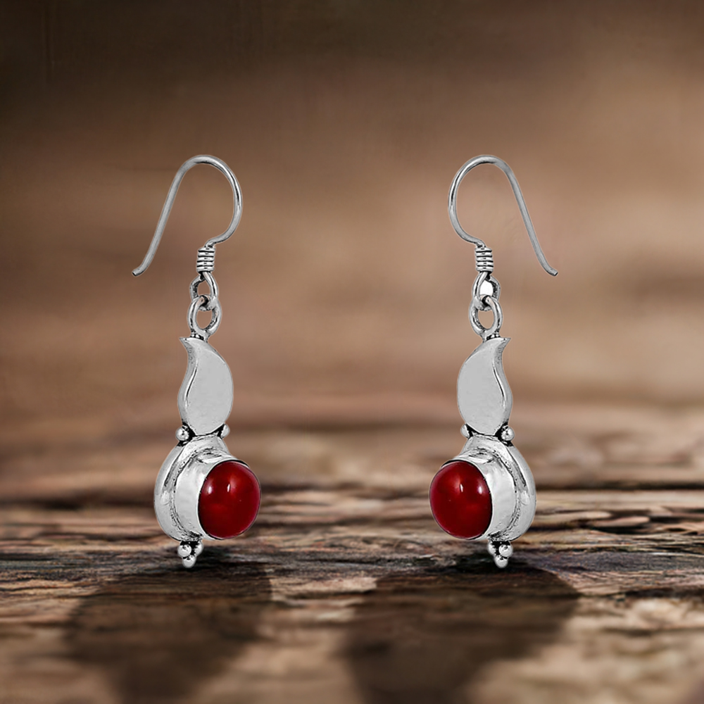 Natural Carnelian Gemstone Earring In 925 Solid Silver Jewelry 925SE60_0