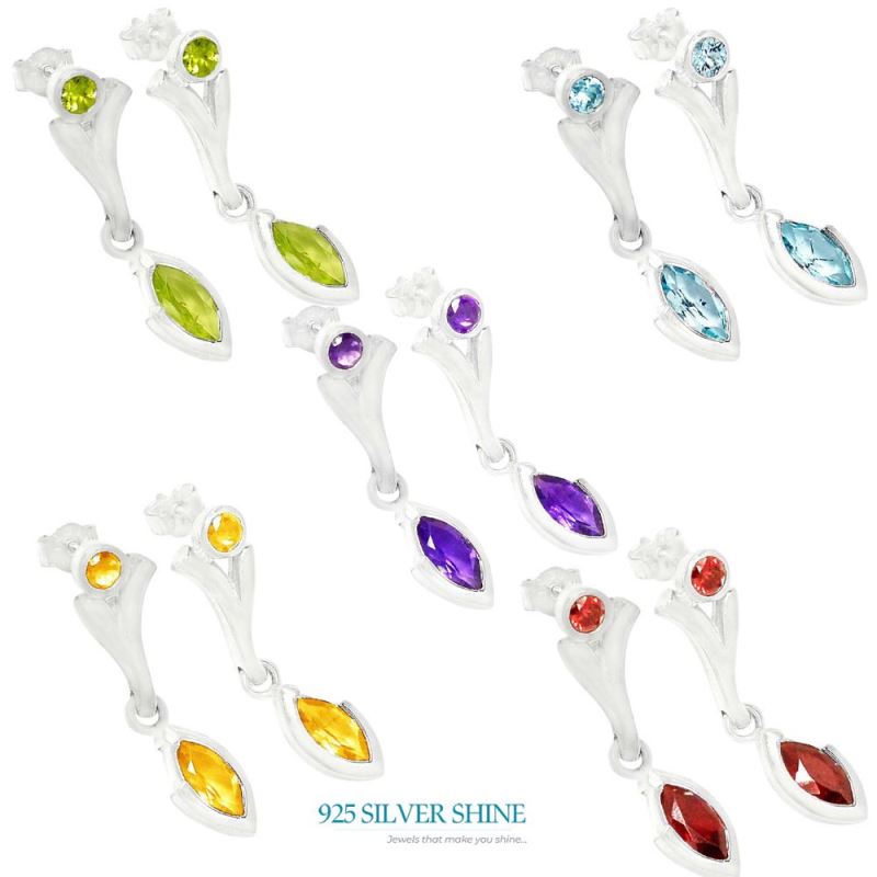 925 Sterling Silver Earrings In Natural Peridot Gemstone 925SE633_1
