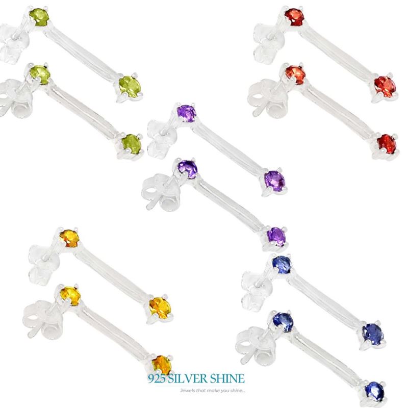 925 Sterling Silver Earrings In Semi Precious Amethyst Gemstone 925SE640_0
