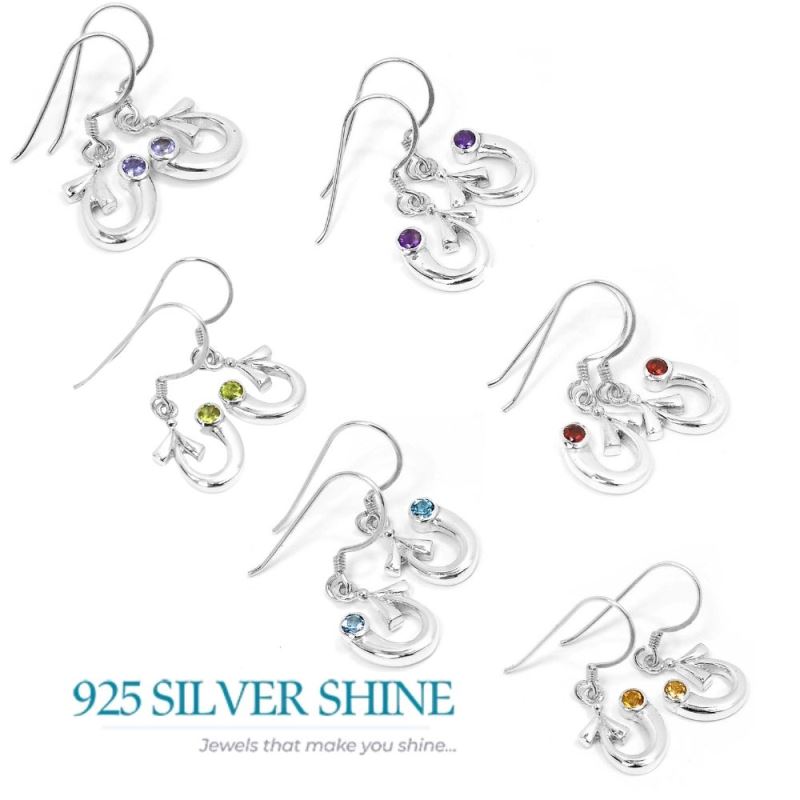 Semi Precious Iolite Gemstone Earrings In 925 Sterling Silver Jewelry 925SE649_1