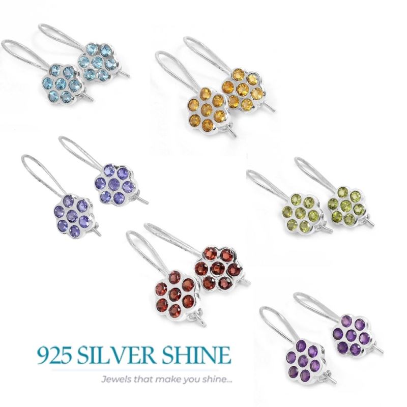 Genuine Garnet Gemstone Earrings In 925 Sterling Silver Jewelry 925SE659_1