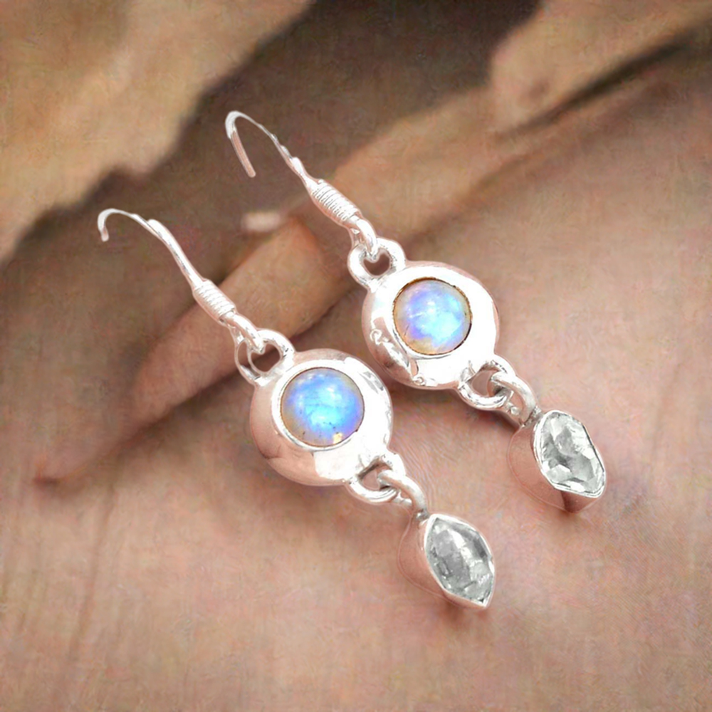 925 Sterling Silver Handmade Earrings In Multi Gemstone Jewelry 925SE675
